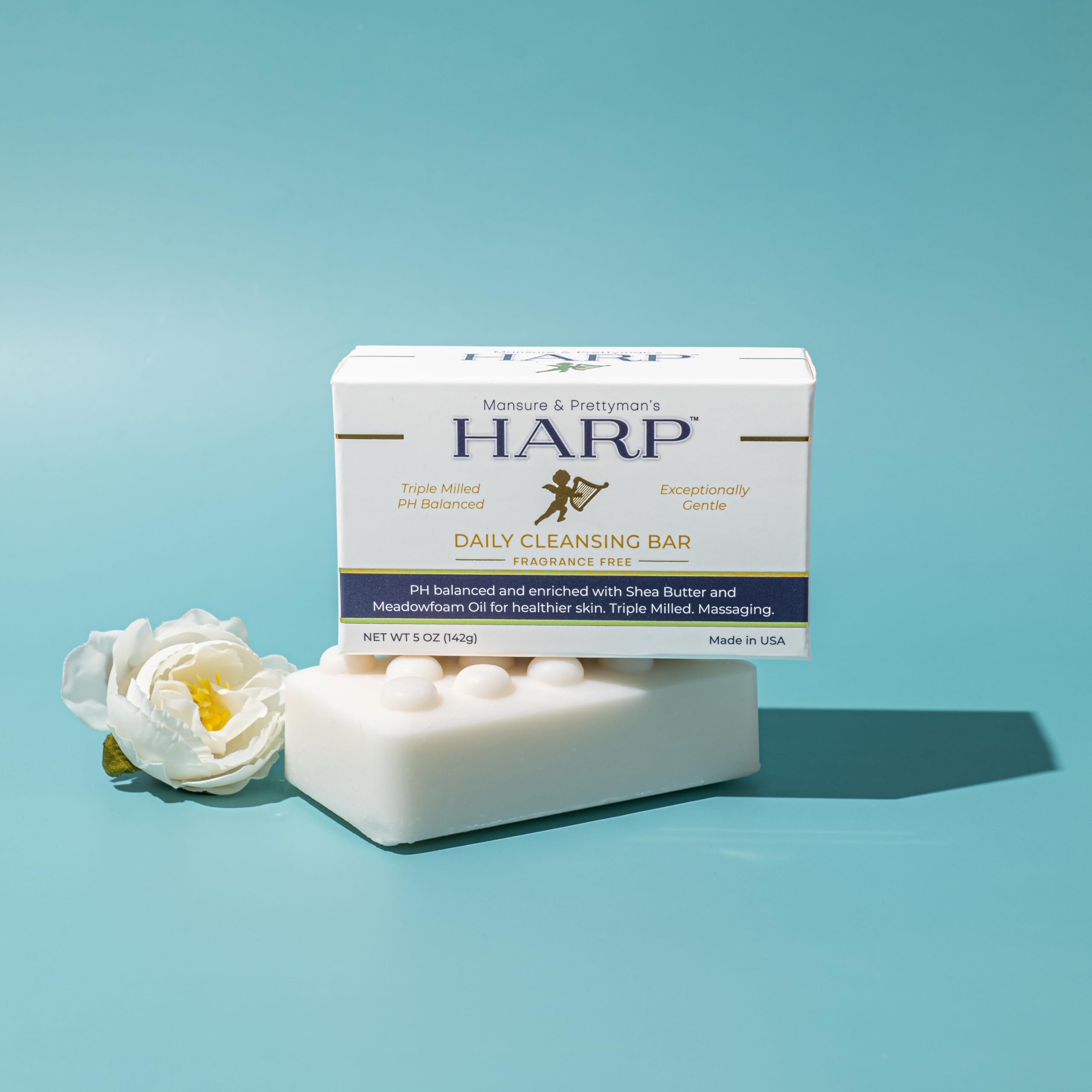 HARP Sensitive Skin Body Wash Bar | pH Balanced (Slightly Acidic) | 100% Syndet | Moisturizing Shea Butter | Non-Comedogenic | Soap-Free, Lye-Free. FRAGRANCE FREE (No Masking agents added)